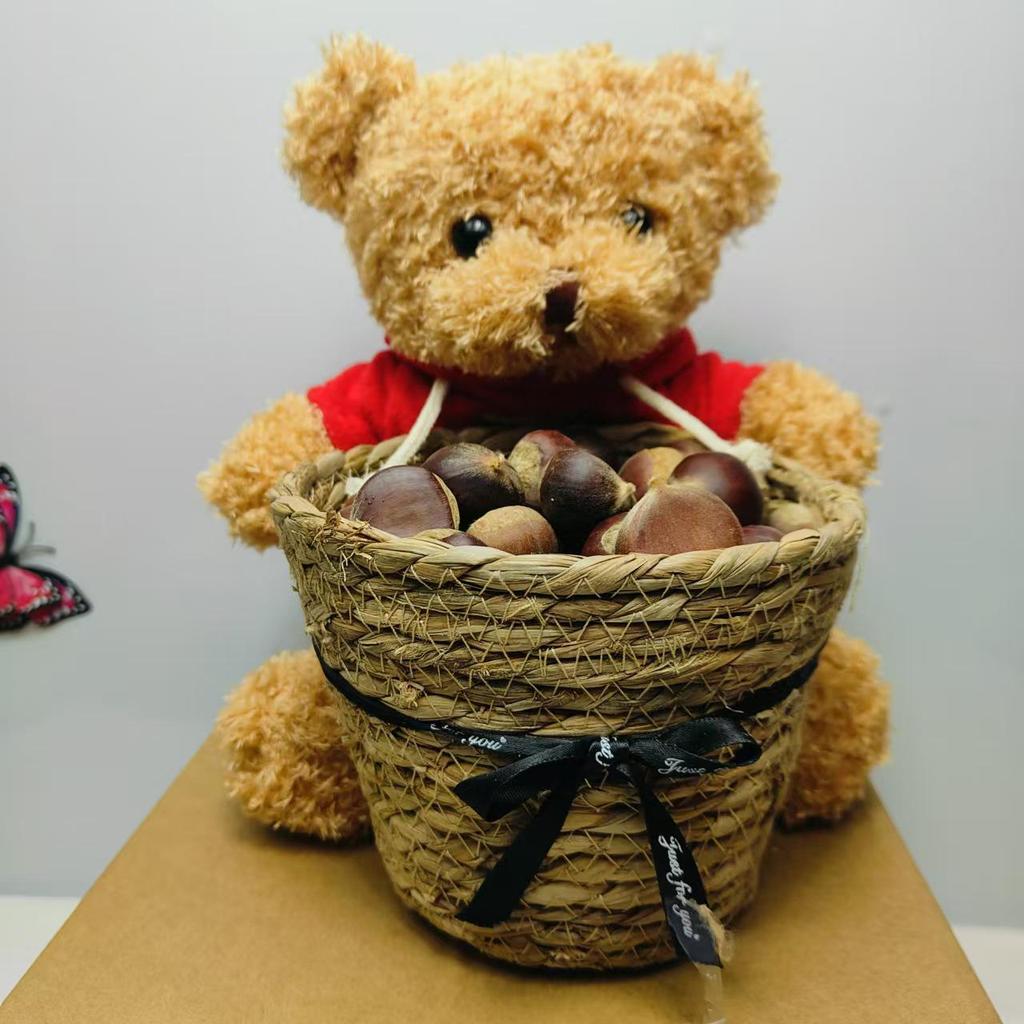 Nordic Seagrass Woven Flower Pot - Little Bear Hug Design for Simple Living Room Decor