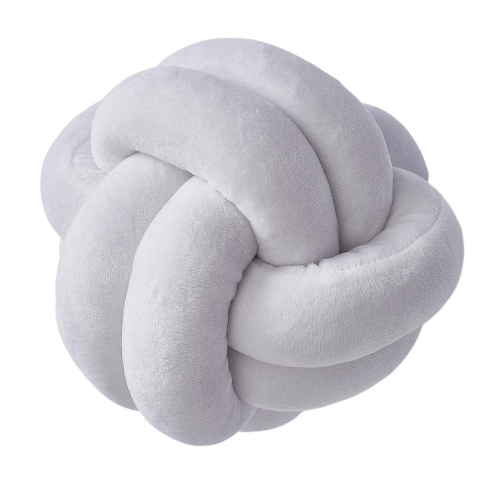 Soft Plush Knot Cushion Sofa Throw Pillow for Living Room Green Round Hand Woven Cushion Throw Pillow Round Knot Pillow