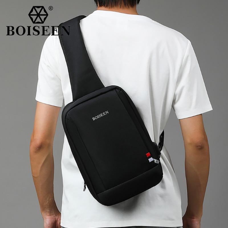 New men's breast bag business USB bag large capacity shoulder messenger bag casual outdoor men's bag