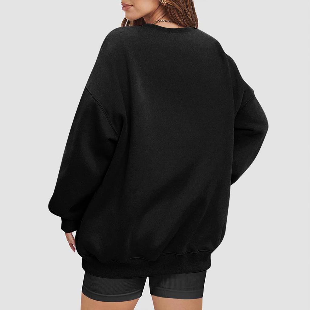 Felpa Oversize da Donna Girocollo Casual Vestibilità Larga Pullover Manica Lunga Tessuto Morbido Confortevole per l'Uso Quotidiano