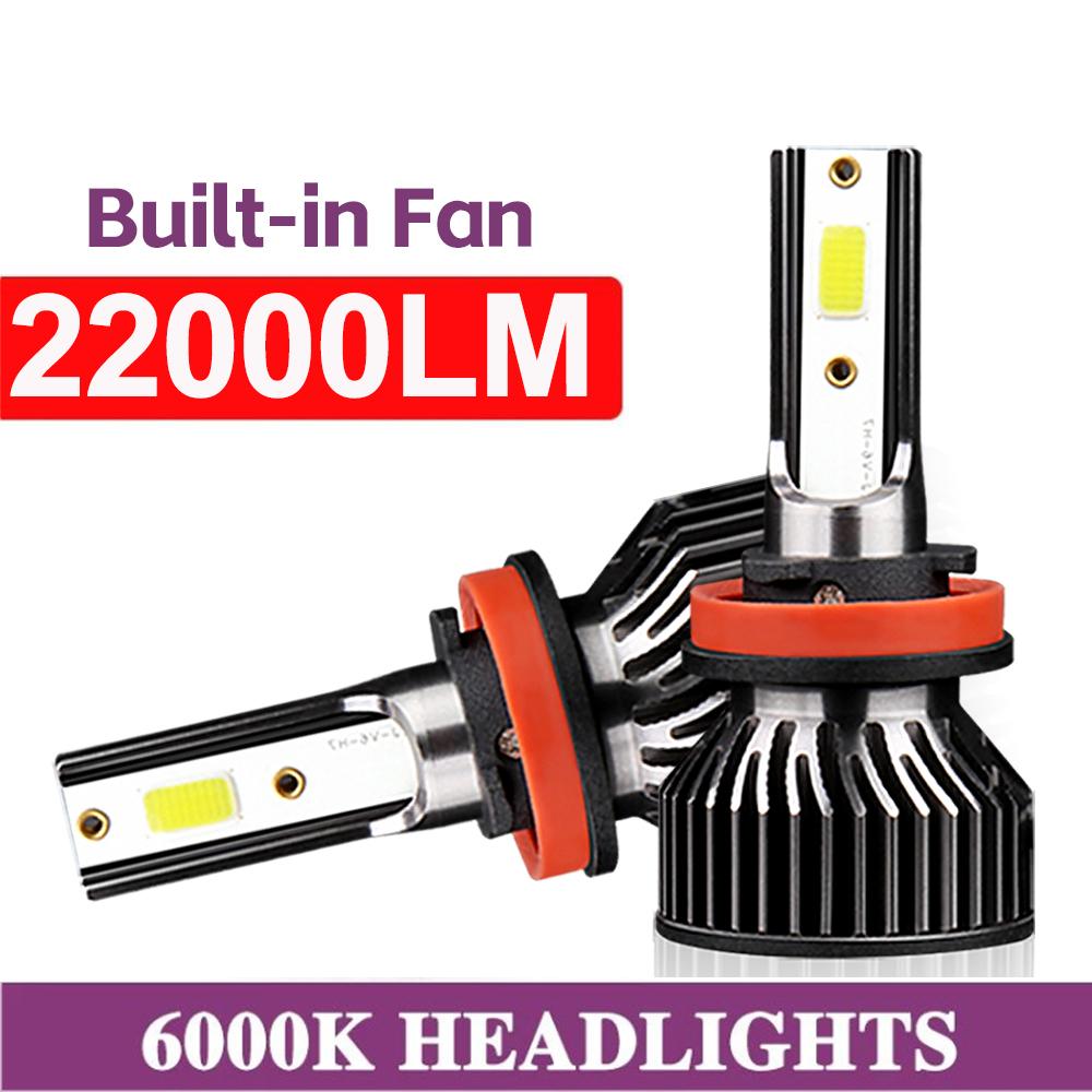 Roadsun 4pcs LED Headlamps Combo H11 Hi/lo Beam 150W 6000K Ultra White COB Chips Super Bright 22000LM Car Light Upgrade