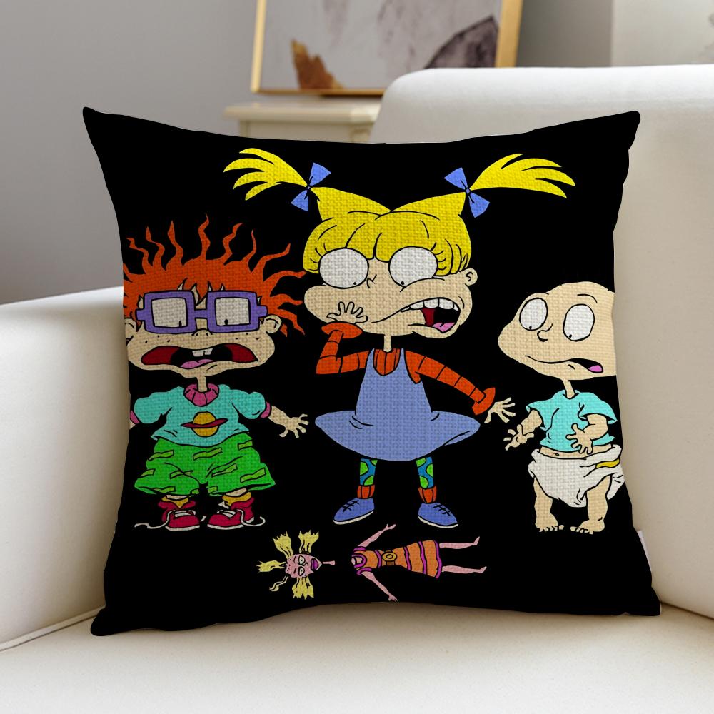 Nostalgic RRugratsS Cushion Cover Breathable and skinfriendly linen pillowcase square removable and washable cushion