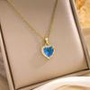 Elegant Classic Heart of the Ocean Necklace for Women, Stylish Gold Tone, Tarnish-Resistant Titanium Steel Zircon Necklace