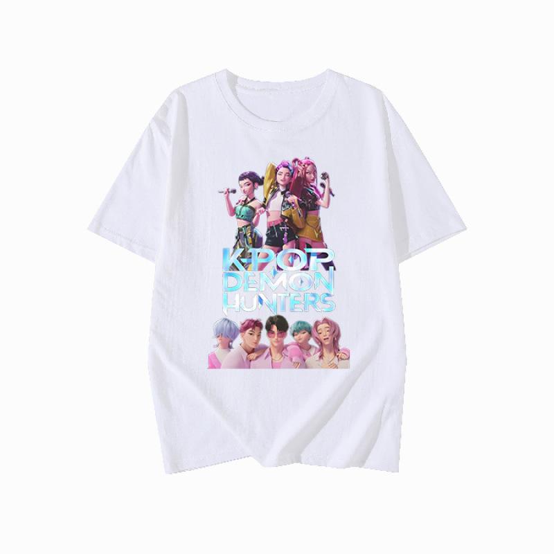 KPop Demon Hunters Fashion Short Sleeve Summer Colorful Printed Versatile Fashion Lightweight Short Sleeve Round Neck T-shirt