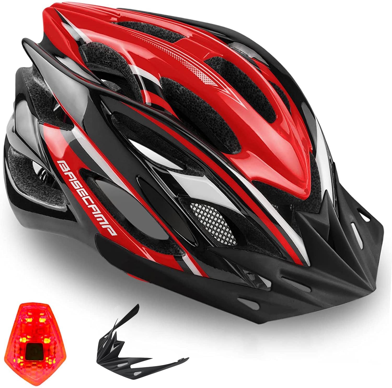 

BASECAMP Bicycle Helmet for LED Road Bike Cycling Ultra with Sun Insect Spare Battery CPSC for Men and Large Adults, Light, Helmet, Helmet,