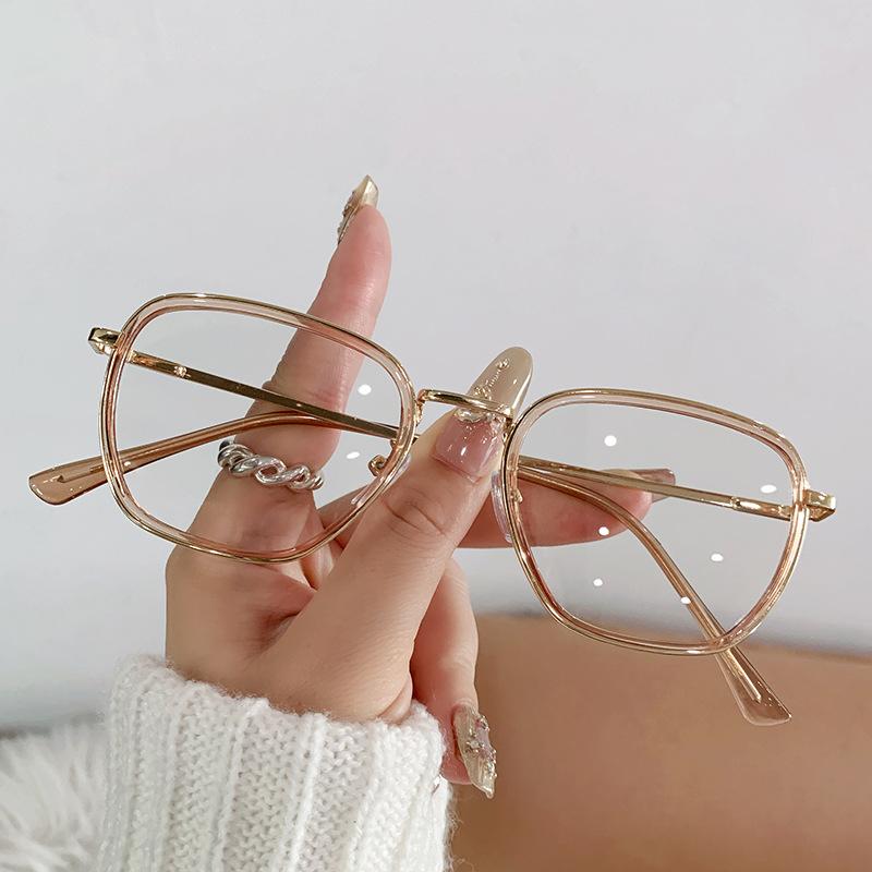 Fashion ultra-light plain flat glasses trendy new trend color-changing anti-blue glasses personalized versatile glasses frame