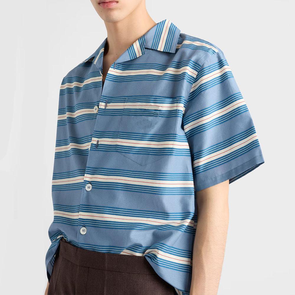 Blue and White Striped Button Down Shirt Short Sleeve Loose Casual Male Clothing Unisex Streetwear 3D Printing Shirts Men Women