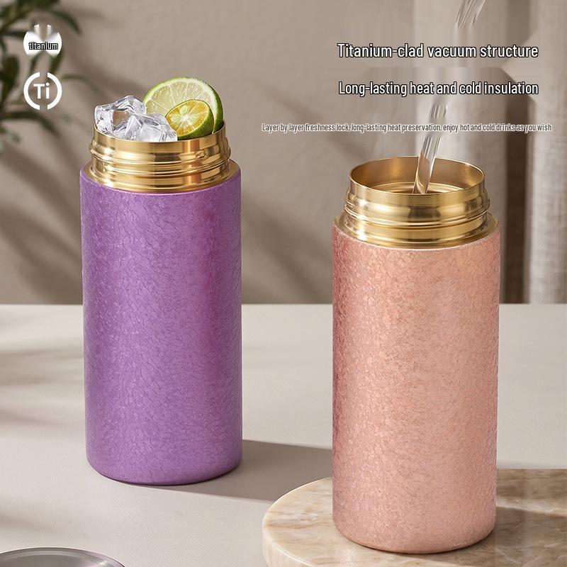 Titanium-Coated Lightweight Luxury Insulated Cup: Portable, Leak-Proof, Pocket Size with Tea-Water Separation