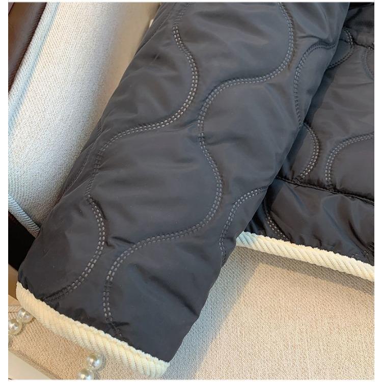 Cute Bear Embroidery and Stylish Contrasting Collar On Women's Cotton Jacket, Keeping You Warm and Trendy In Winter