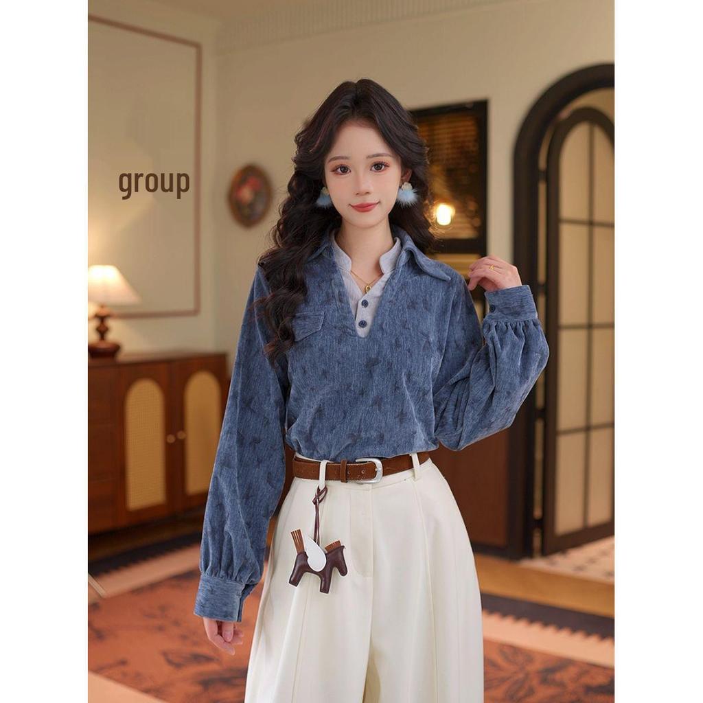 DaYuanSAD Women's Long Sleeve Layered Shirt Top for Autumn/Winter