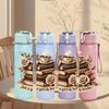1PC Vintage Books Rose Coffee Print 750ml Color Plastic Sports Water Bottle Leakproof Flip Straw Lid Suitable for Sports Office Home Use