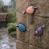 Blattmuster Vogel Dekoration 3 Stück Holzvögel Wandkunst Dekoration, Antike Hängedekorationen, Lustige Langbeinige Außenplastik, Boho Bauernhaus Dekorationen für Garten