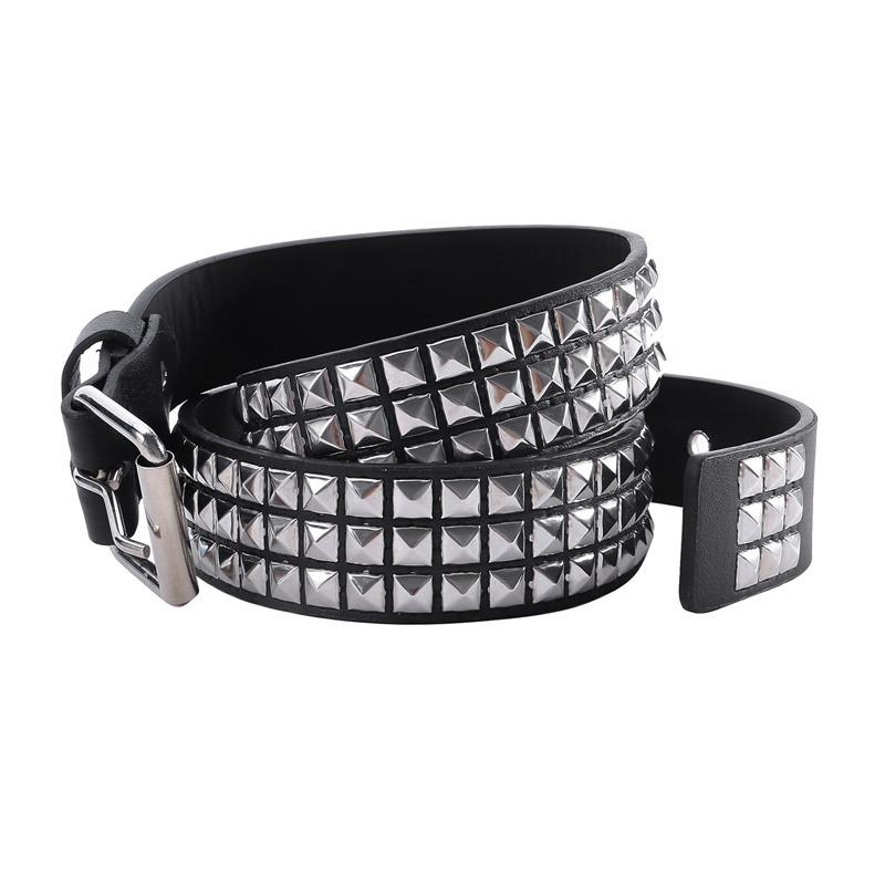 new luxury square bead rivet belt metal pyramid straps men and women punk rock hardware jeans designer female waist belts