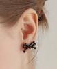 Tatiana (Silver 925) Onyx Rose Ribbon Earrings Ec3041