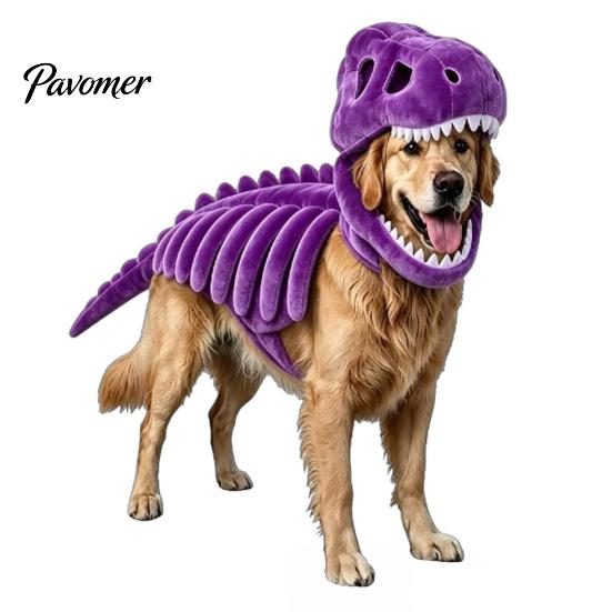 Costume Cosplay Animale Carino Costume Scheletro Dinosauro per Animali Domestici, Vestito di Halloween per Cani, Poliestere Morbido Divertente per Cani Gatti, Abbigliamento Trick or Treat Gatto