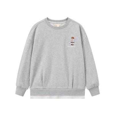 Kids Girls' Faux 2-Piece Plush Sweatshirt