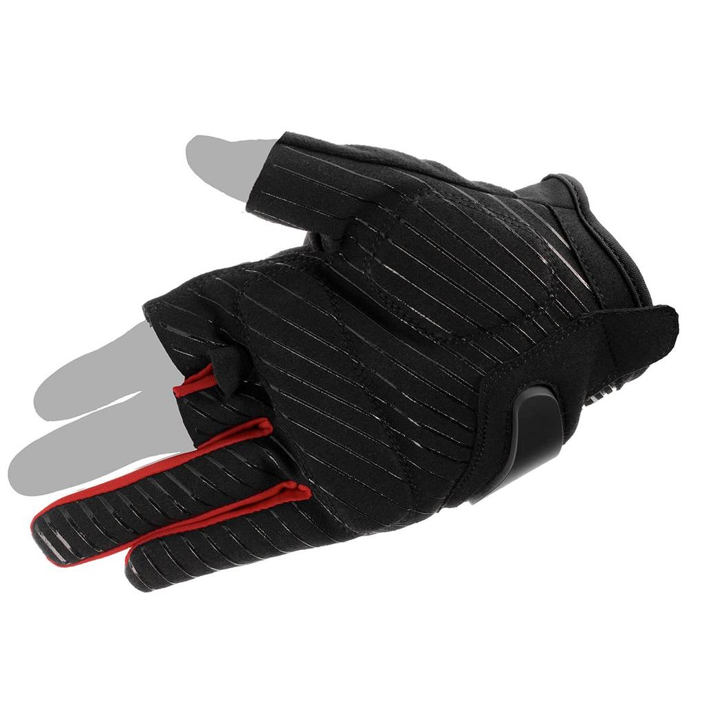 Komine GK-2603 Protective 3 Fingerless Mesh Gloves for Motorcycles Black Red S