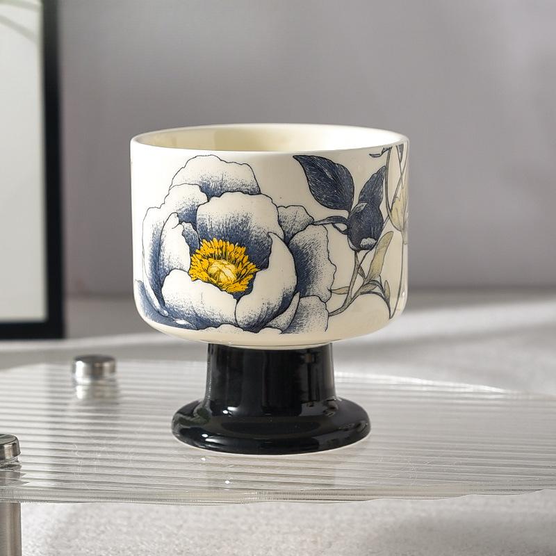 

Flower Ice Cream Cup High Foot Ice Cream Cup Ceramic Household Ladies High End Light Luxury High Value Commercial Dessert Cup 220ml