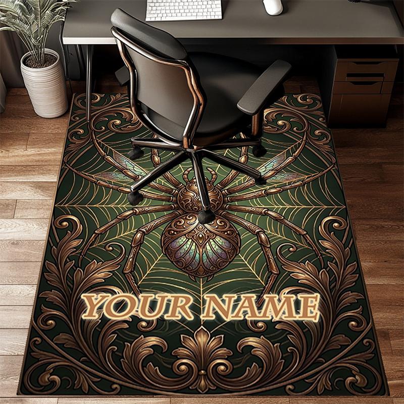 1PC Custom Name Steampunk Spider Web Theme Floor Mat Ideal for Living Room, Game Rooms, Office, Bedroom,Floor Mat Playful Design