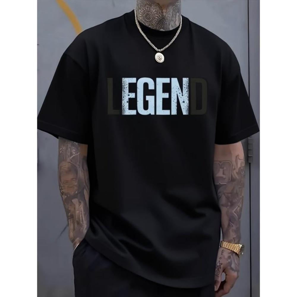 European Sizes Men s Oversized T-Shirt with Bold Geometric Print - Soft Breathable Loose Fit Crewneck, Casual Summer S чёрный
