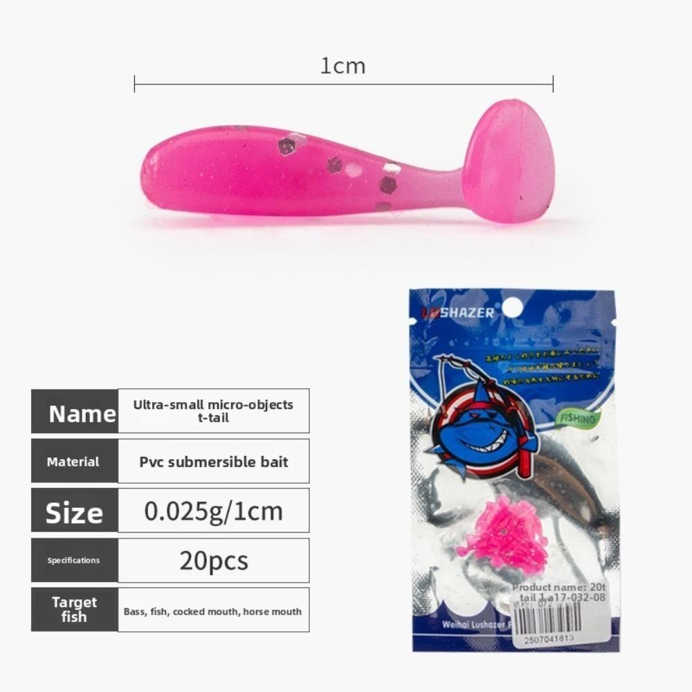 60pcs T Tail Fishing Soft Lures 1.0cm Floating Minnow Baits Minnow Lures  Fishing