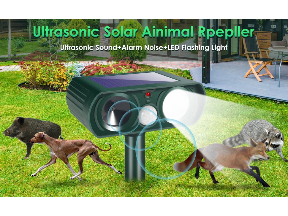 Solar-Powered Pest Repeller with Flashing Light for Cats, Dogs, and Birds