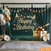 2D Grün Gold Geburtstag Fotografie Hintergrund Vorhang & Schmetterling Fotokabine Banner
