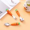 Fork Spoon Set, Stainless Steel Spoon, Short Spoon, Children's Tableware, Complementary Food, Scraper Spoon