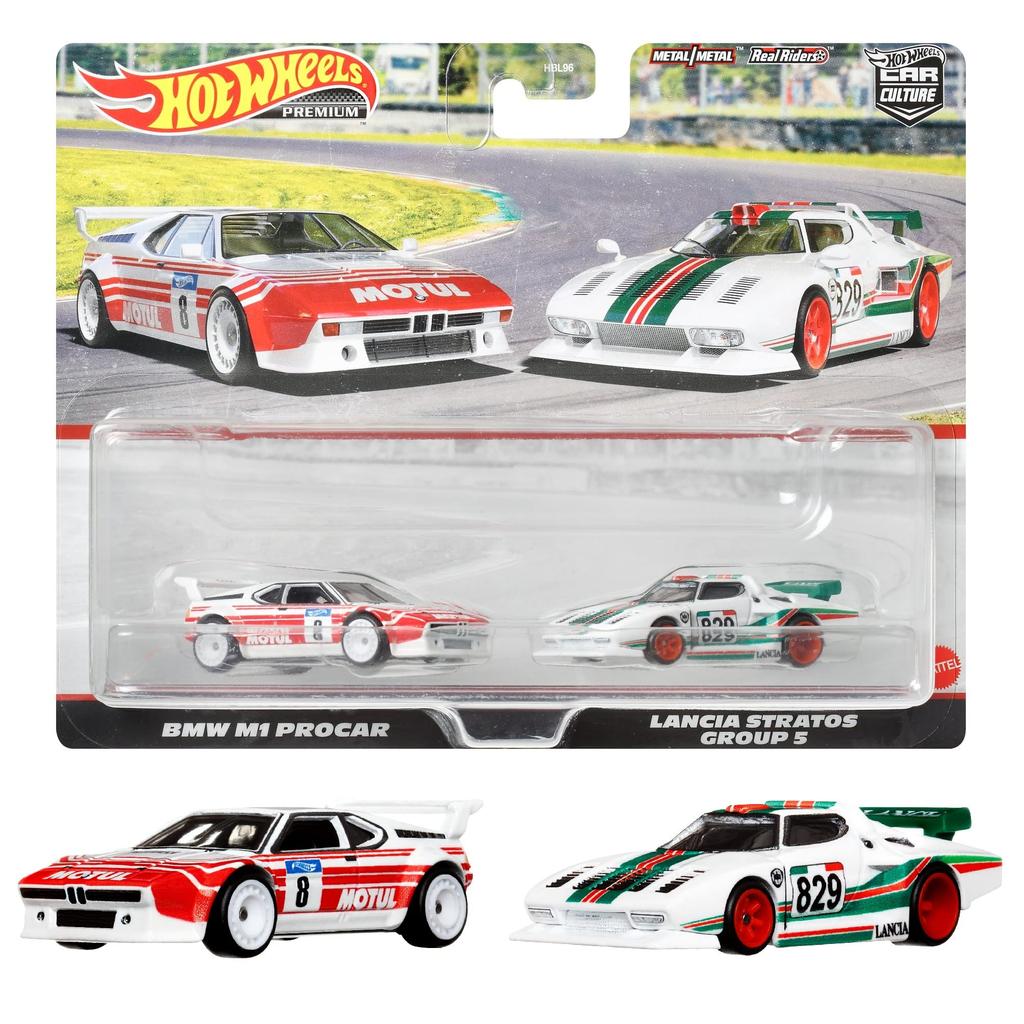 Hot Wheels Premium BMW M1 Procar Lancia Stratos Group 5 HFF30 2-Pack / (Ages 3+) Green/Red 1/64