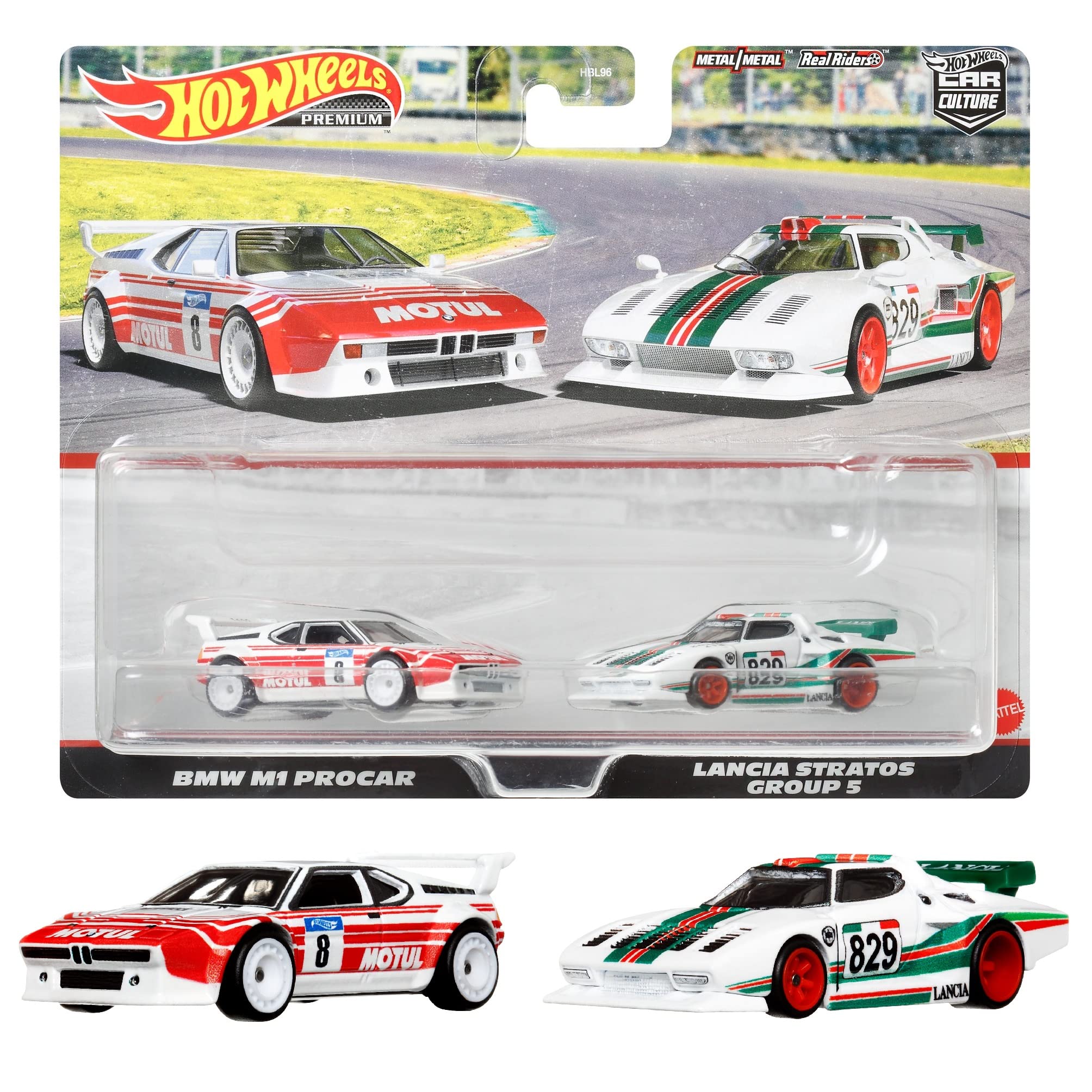 Hot Wheels Premium BMW M1 Procar Lancia Stratos Group 5 HFF30 2-Pack / (Ages 3+) Green/Red 1/64