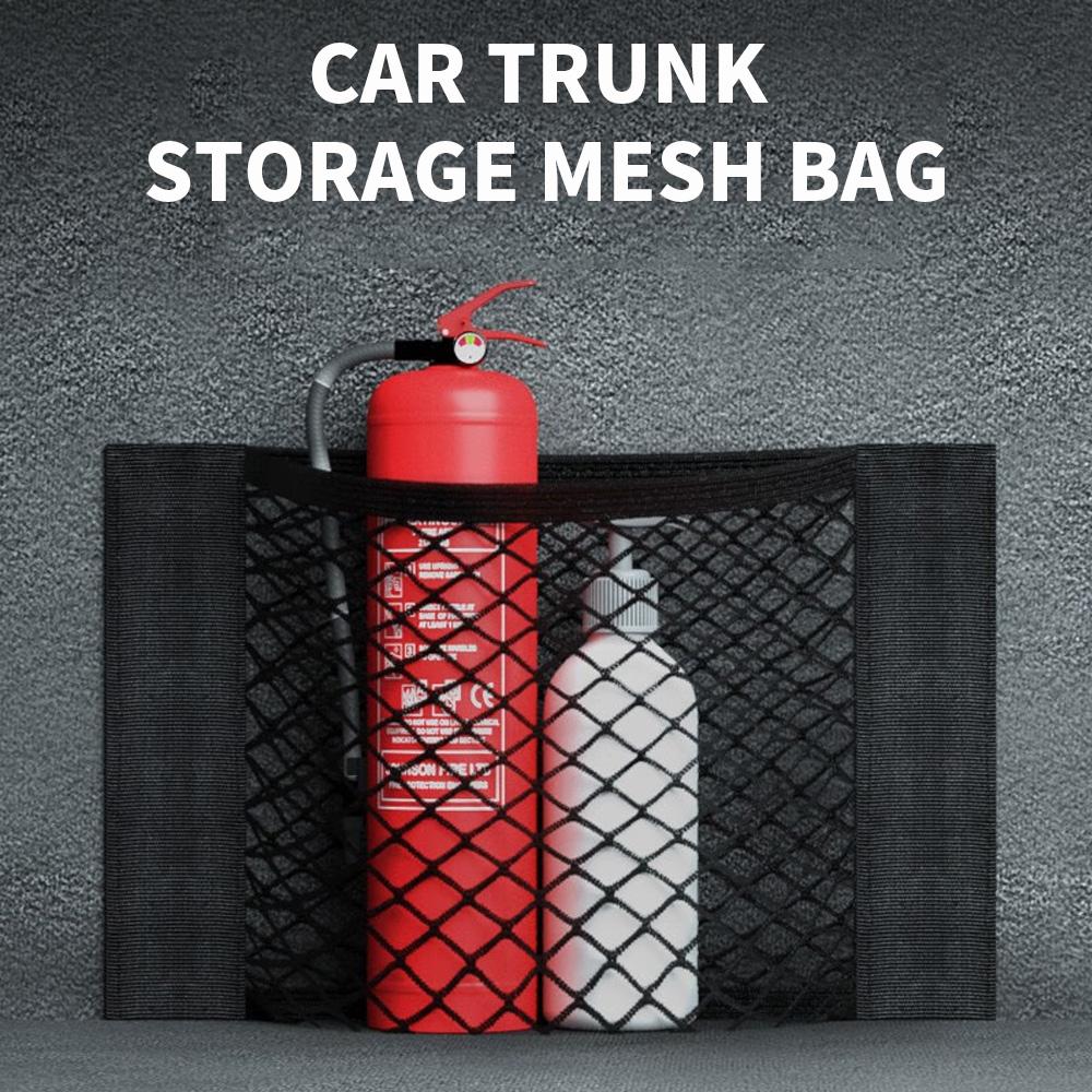 Car Storage Net Stretchable Mesh Pocket Net Magic Elastic Sticker Universal Rear Mesh Trunk Seat Bag Pocket Cage Auto Organizer
