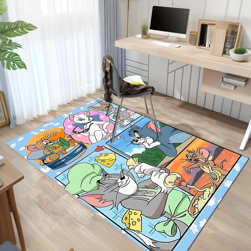 Tom Jerry'S Day Off Carpet For Playroom Bedroom Living Room Sofa Home Decorkids Game Area Rug Nonslip Floor Mat