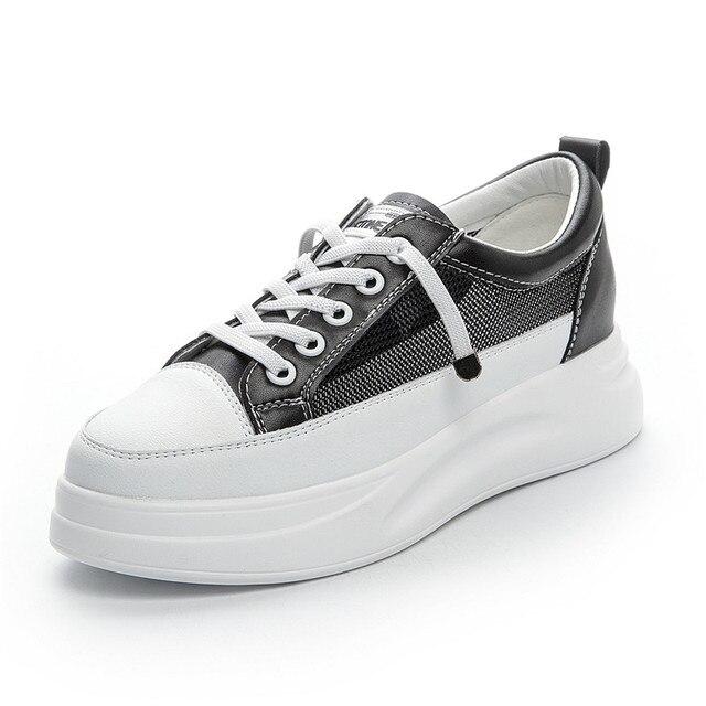 

Женская повседневная обувь из кожи, сетчатая, удобная, дышащая, на платформе, женские кроссовки, летняя обувь St518 37 чёрный