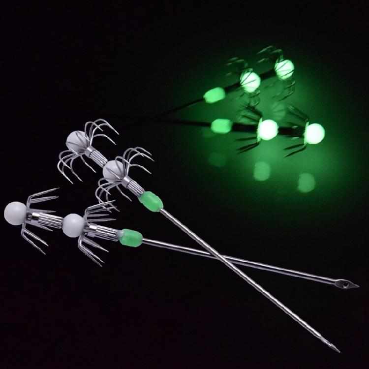 2Pcs Double/Single Layer Luminously Squid Hook Umbrellas Hook Replacement Squid Live Shrimp Hook Fishing Accessories