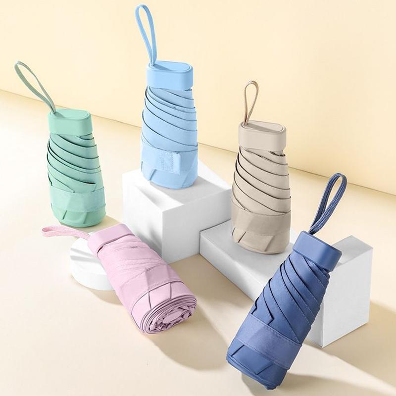 Mini skládací deštník UV ochrana Mini slunečník dvojí použití přenosná krabička pro uložení sluneční clony Mini deštník zwq