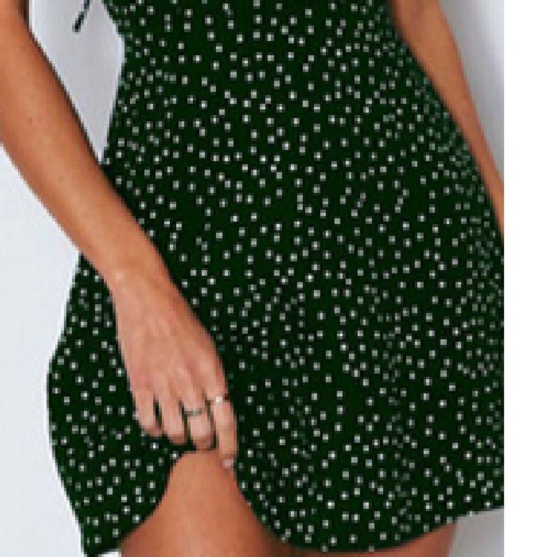 

Polka Dot Back Strap Camisole Skirt Sexy Polka Dot Back Shoelace Suspender Skirt Army Green 2XL