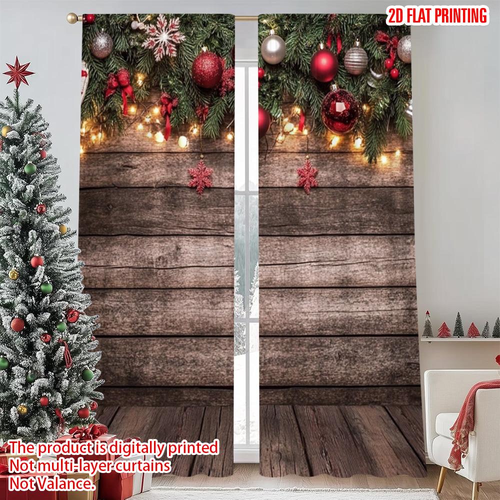 

2pcs 2D flat printing Merry Christmas Popular Drapes Christmas Background Country Christmas Versatile Durable Polyester Without 52.50×116.00 CM 2pcs