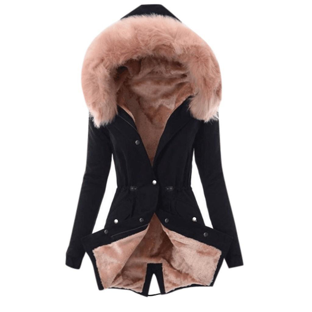 Ladies  Coat Womens Winter Warm Thick Long Jacket Hooded Overcoat