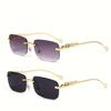 2/3pcs Decorative Metal Frameless Colored Fashionable Glasses for Men and Women