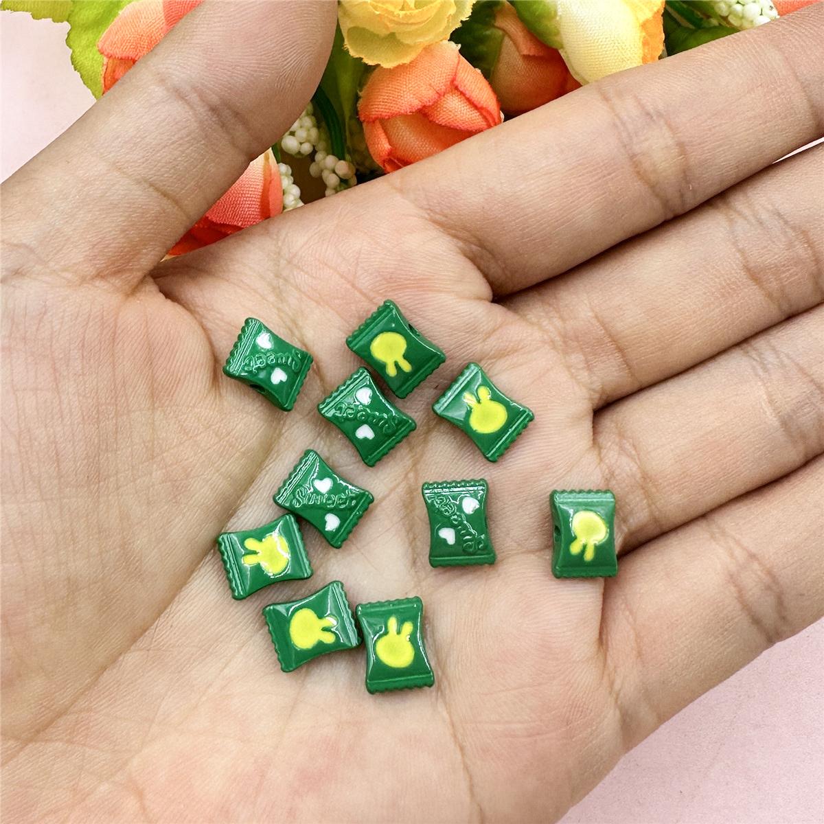 

Творческий сплав капает 10 шт. модные ювелирные изделия для браслета и ожерелья милые карамельные бусины материал для бисера DIY 9,7*12,6 мм темно-зеленого