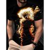 Anime Goku Graphic Men T-Shirt 3D Flame Warrior Printed Short Sleeve Crewneck Tee Black Summer Casual Tops Saiyan Streetwear Hip Hop Pullover Clothing