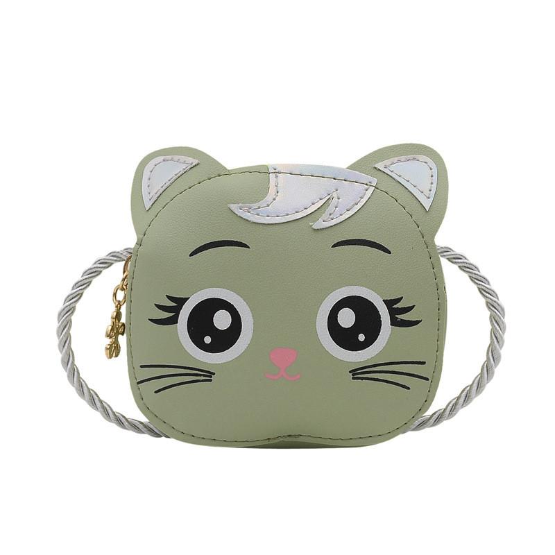 

Cat Pattern Kids Small Girl Crossbody Bag With Zipper For Daily Casual Wear зелений