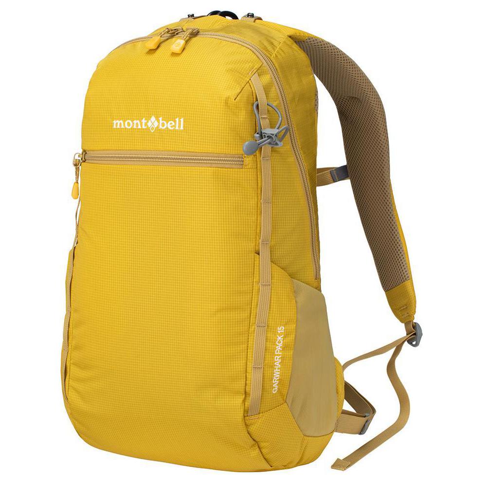 MONTBELL Garwhar 15L Daily Hiking Zipper Closure Nylon Outdoor Hiking Bag Backpack Regular Unisex Couple Yellow