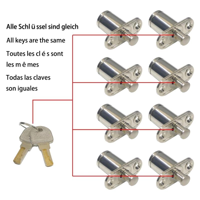 Cylinder Lock Tongue Door Bolt Latches Cabinet Drawer Lock with Key Sliding Door Wardrobe Lock Furniture Hardware