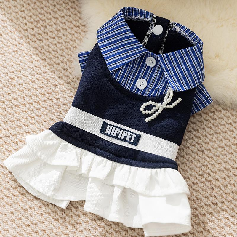 Pet clothes college pleated skirt teddy bear small medium dog couple clothes autumn and winter dog clothes
