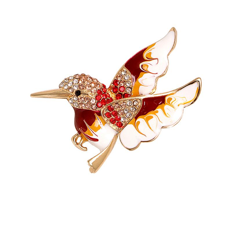 Colorful Rhinestone Hummingbird Brooch Creative Design Bird Brooches Women Party Accessories Gift