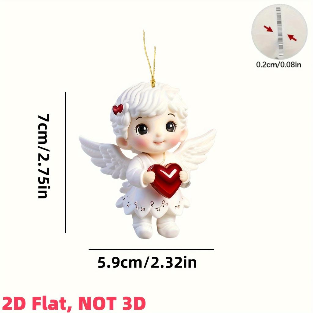 3pcs Cute Red Heart Little Angel 2D Flat Acrylic Pendant Backpack Small Pendant party DIY decorations Valentine's Day Gifts