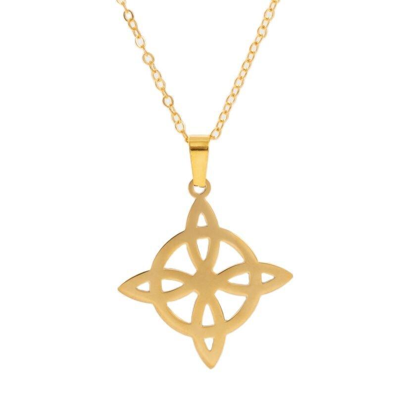 Creative Gold Color Witch Knot Pendant Women\\\\'s Necklace Fashion Exquisite Stainless Steel Pendant Girl Amulet Jewelry Gift