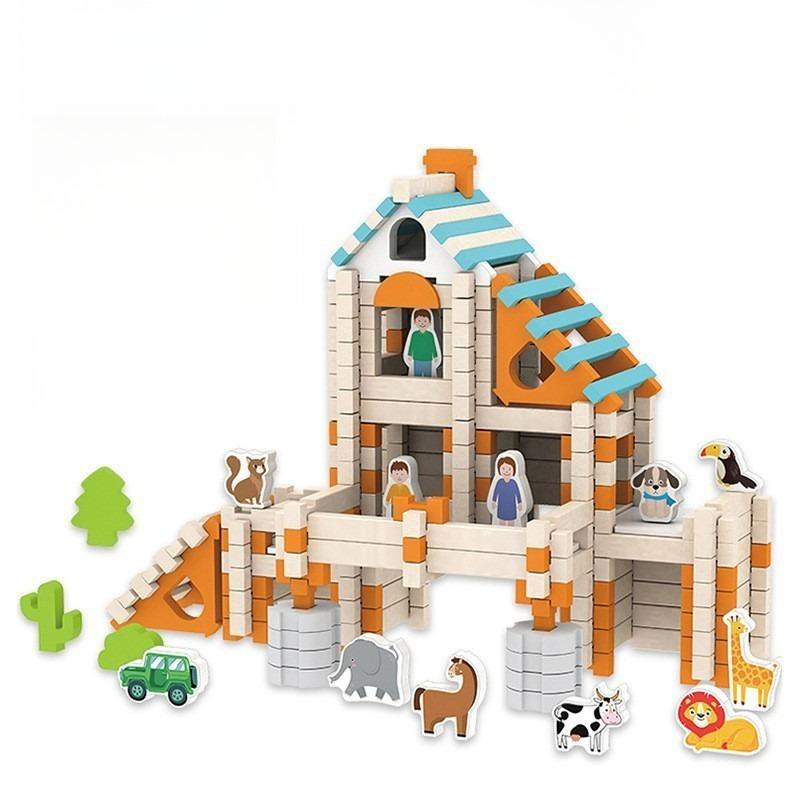 Wooden Building Blocks Set Toddler Natural Wood Block Montessori Learning Toy Stacking Toys Building Blocks Gifts for Kids Age 3