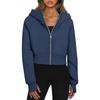 Women's Fashion Casual Hooded Zip Padded Long Sleeve Solid Colour Sweatshirt